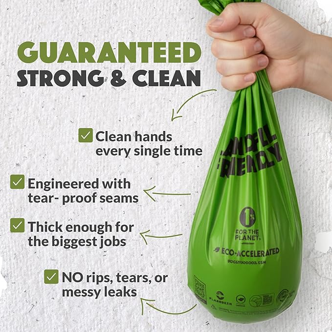 Doggy Do Good Landfill-Friendly Poop Bags | Dog Waste Bags Made with 50% Recycled Plastic + 15% Biobased Material | Unscented, Thick, Leak-Proof, Easy Open | Large | 180 Count Grab & Go Handle Bags