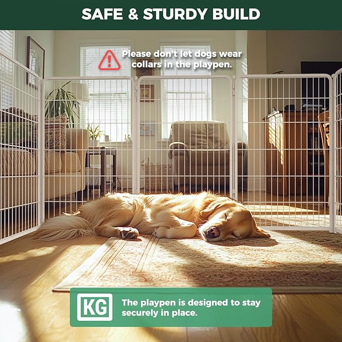 FXW Homeplus Unleashed Indoor Dog Playpen - Stress-Free and Safe Play, Heavy Duty 45 Inch 24 Panels Dog Pen for Medium and Large Dogs, White│Patented