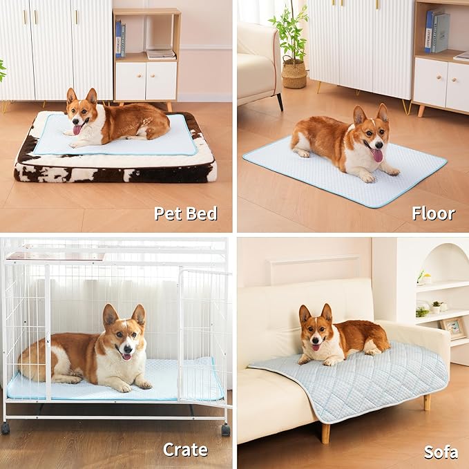 Dog Cooling Mat, Washable Cooling Mat for Dog, Foldable Kennel Pet Bed, Cool Pad (Cool &Warm Surface) for All Seasons Use, Pet Pads for Cats Use in Crate (36x24 Inch (Large))