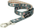 Lucy & Co. Designer Dog Leash - Pet Accessories - Thick Dog Leash - Padded Handle for Comfort - Purple with Green Floral - 5 Foot (Neutral Brown Plaid Blue Trees, Large)