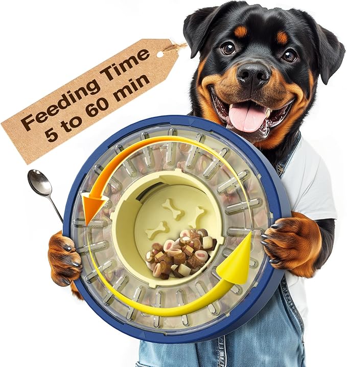KADTC Large Size & Capacity Spinning Dog Puzzle Feeder, U.S. Brand & Design,Actually Slows Down Eating to 5-60 Minutes,Anti-Gulping Mental Enrichment for Dogs Treat & Food Dispenser Toy