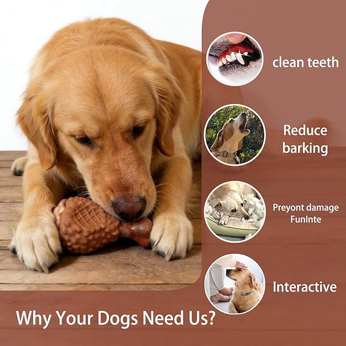 Dog Toys for Aggressive Chewers, Nylon Rubber Brown Chicken Legs Dog Toy, Durable Interactive Chew Toys for Medium & Large Dogs