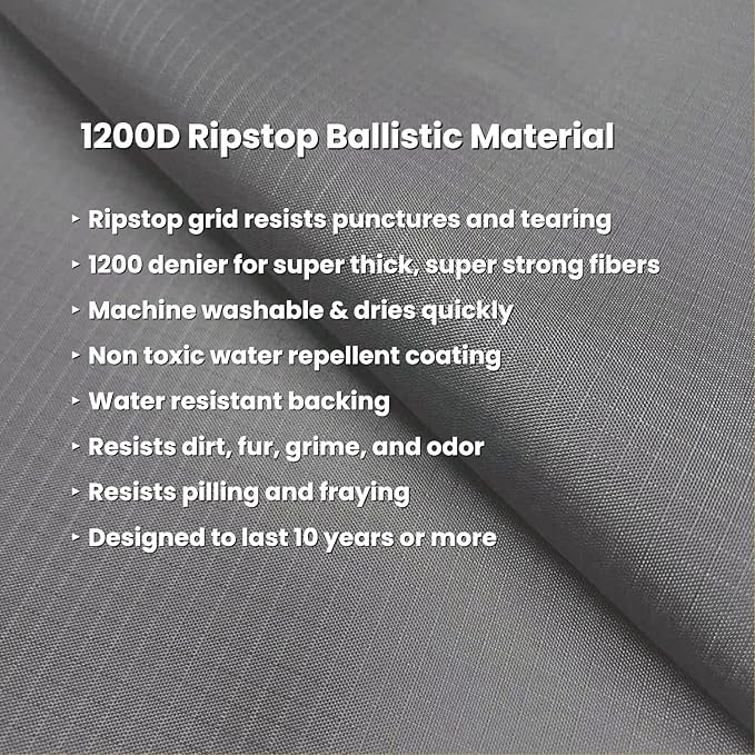 K9 Ballistics Tough Ripstop Dog Crate Pad - Durable, Machine Washable Kennel & Travel Mat for Puppies and Medium Dogs, 35 x 22 fits 36” Wire Crate, Blue Quartz