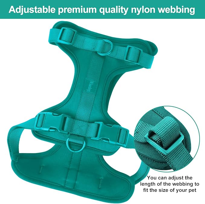 Wisedog No Pull Lightweight Dog Vest Harness with Soft and Comfortable Cushion, Breathable Mesh, for Small Medium Large Dogs Walking (M(Neck: 11.81"-18.11";Chest: 18.11"-27.95"), Emerald Green)