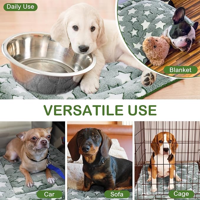 VitalCozy 4 Pcs Dog Crate Pads, Ultra Soft Warm Washable Anti-Slip Kennel Bed Mat for Pets, Reversible, Replaceable, Cozy Cage Liner for Small Medium Large Dogs and Cats(20 x 30 x 1.6 Inch,Green)