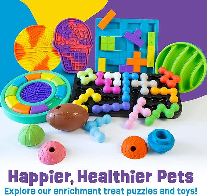 Brightkins Tough & Tumble 2-Piece Texture Ball Small, Enrichment Puppy Essentials, Dog Birthday Treat Pouch Gifts, Training Dog Accessories, Travel Squeez Pouch, Slow Feeder Dispensing Container