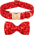 Lionheart glory Dog Bow Collar - Valentine's Day Dog Collar with Bowtie Red Hearts Print Collars Soft Adjustable for Large Dogs Male Female Dogs Spring Cute Collars