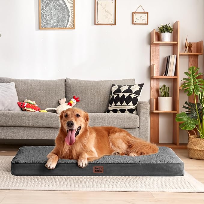 EHEYCIGA Orthopedic Medium XL XXL Dog Beds for Medium Large Extra Large Dogs with Removable Washable Cover for Crate,Grey, 36x27