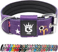TSPRO Tactical Dog Collar 1.5 Inch Wide Thick Dog Collars with Heavy Duty Metal Buckle, Durable, Strong, Adjustable for Medium to Large Dogs (Constellation Purple M)