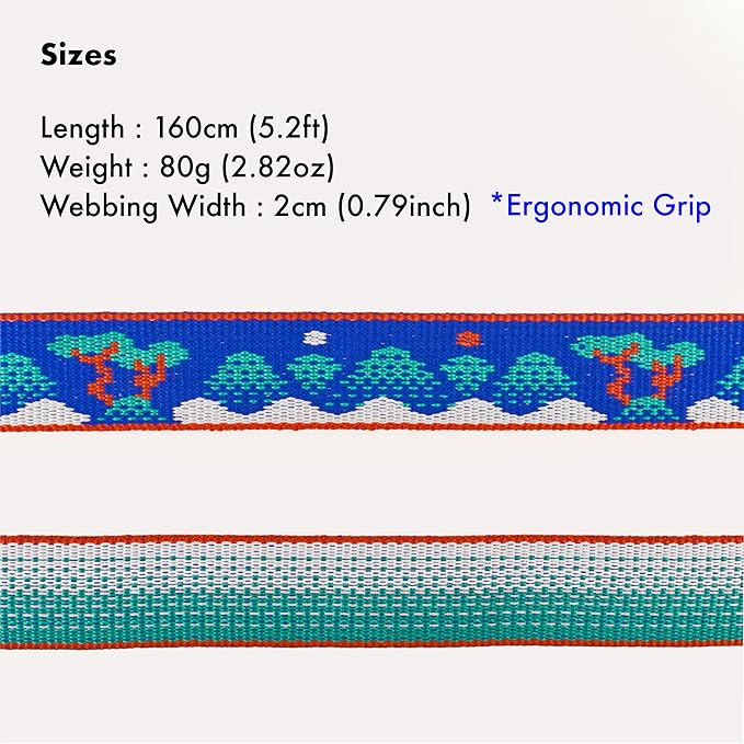 Signature Dog Leash – 63in Durable Double-Sided Jacquard Webbing, Ergonomic 0.8in Grip, Safety-Tested Hardware – Made in Korea (Basic, Ilwolobongdo)