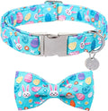 DOGWONG Cotton Easter Dog Collar with Bowtie, Soft Adjustable Blue Rabbit Easter Day Collar for Small, Medium, Large Dogs