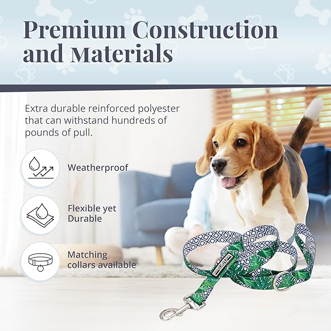 Lucky Love Dog Leash – Soft, Durable, and Comfortable Leash with Vibrant Patterns – Stylish and Long Lasting for Large Male and Female Dogs – Laguna, Large