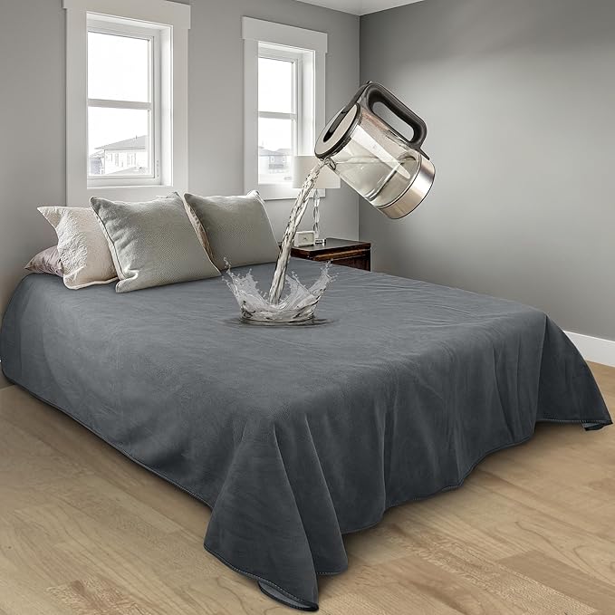 Catalonia Waterproof Blanket for Bed, Reversible Fleece Bed Sofa Cover, Washable Liquid Proof Furniture Protector