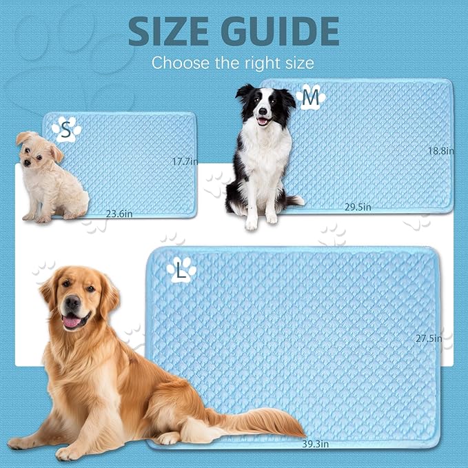 SOMOYA Upgrade Self-Cooling Mat Thicken Dogs Cooling Mat Washable Non-Slip Pet Cooling Pads Blanket Sleeping Kennel Mat,Washable Ice Silk Sleep Mat Pad Breathable for Large Dogs Cats Small