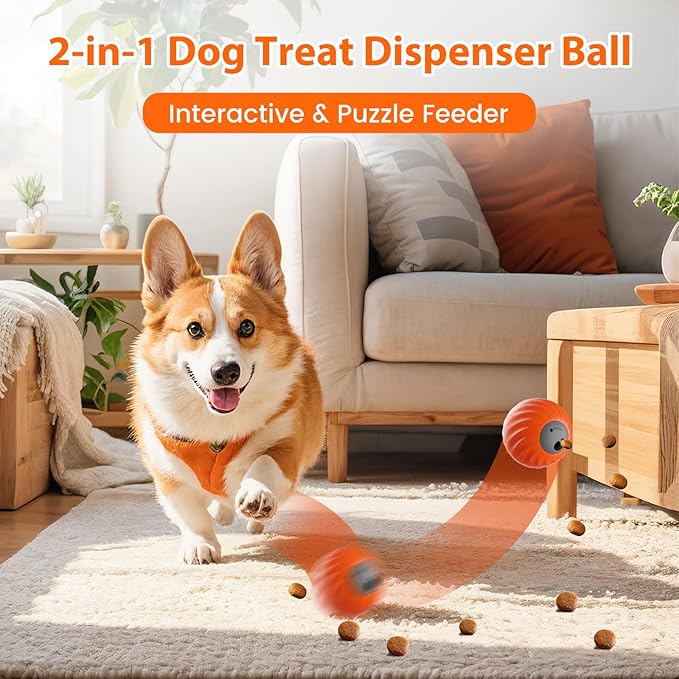 Star&Mi Interactive Dog Ball Toy, Smart Motion Pet Ball with Treat Dispensing, Dog Puzzle Toys for Mental Enrichment, Interactive Dog Toys to Keep Them Busy, TPU & Nylon Dog Toy Balls for Dogs