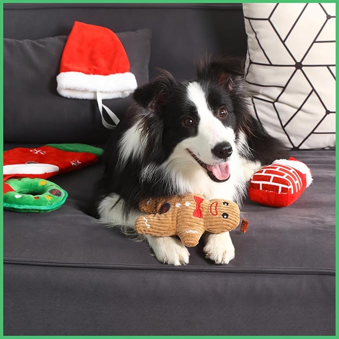 Laifug Christmas Dog Toy, containing rustling Paper Pieces to Attract Pets, Interactive Plush chew Toy, Suitable for Small, Medium and Large Dogs, relieves Canine Anxiety.