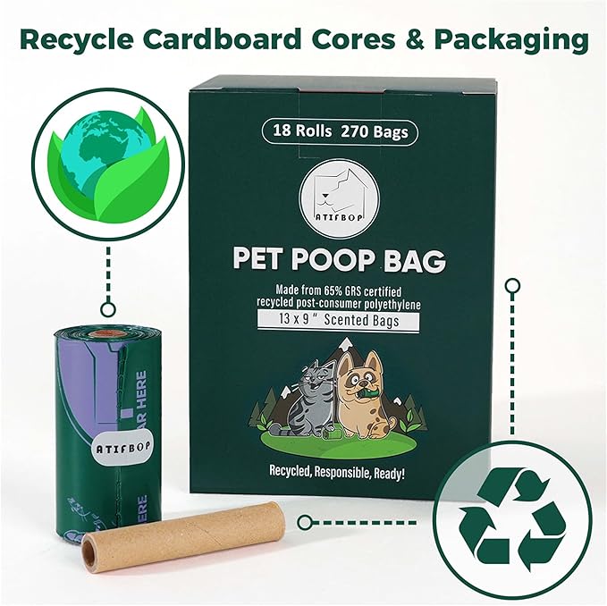 ATIFBOP Dog Poop Bags Rolls, Extra Thick and Leak-proof Poop Bag for Dogs, 600 Bags 40 Refill Rolls, Scented Waste Bag for Dog and Cat, Made form 65% Recycled Plastics