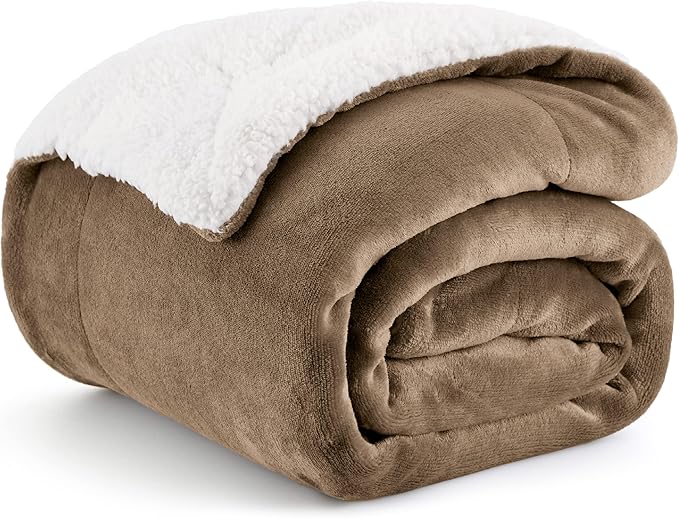 Bedsure GentleSoft Sherpa Fleece Twin Size Blanket for Couch, Non-Heated, Thick and Warm Throw for Women and Men, Soft Fuzzy Plush Twin Blanket for Winter, Camel, 60x80 Inches