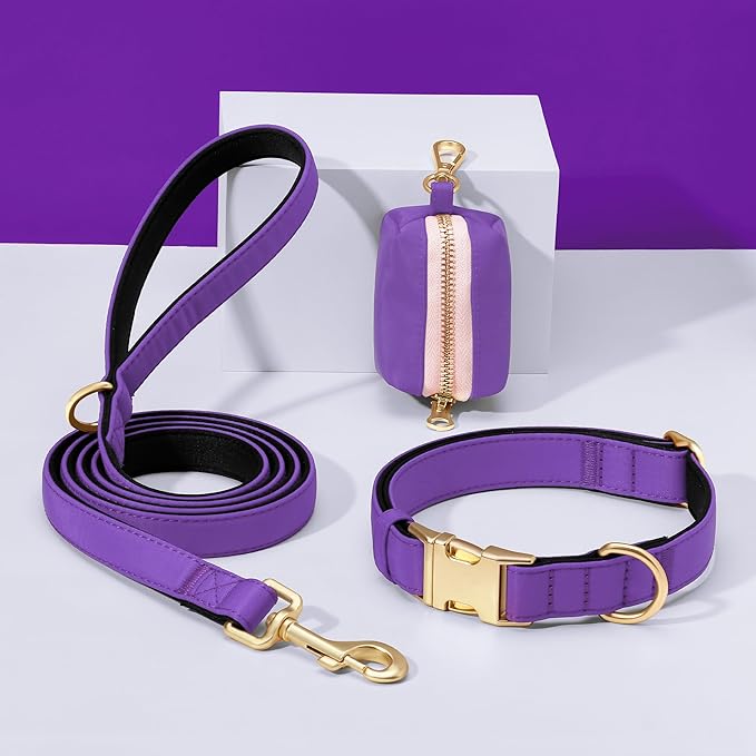 Didog Soft Padded Dog Collars for Small Dogs, Colorful and Durable Dog Collar with Quick Release Buckle, Light and Breathable for Daily Walking, Purple, S