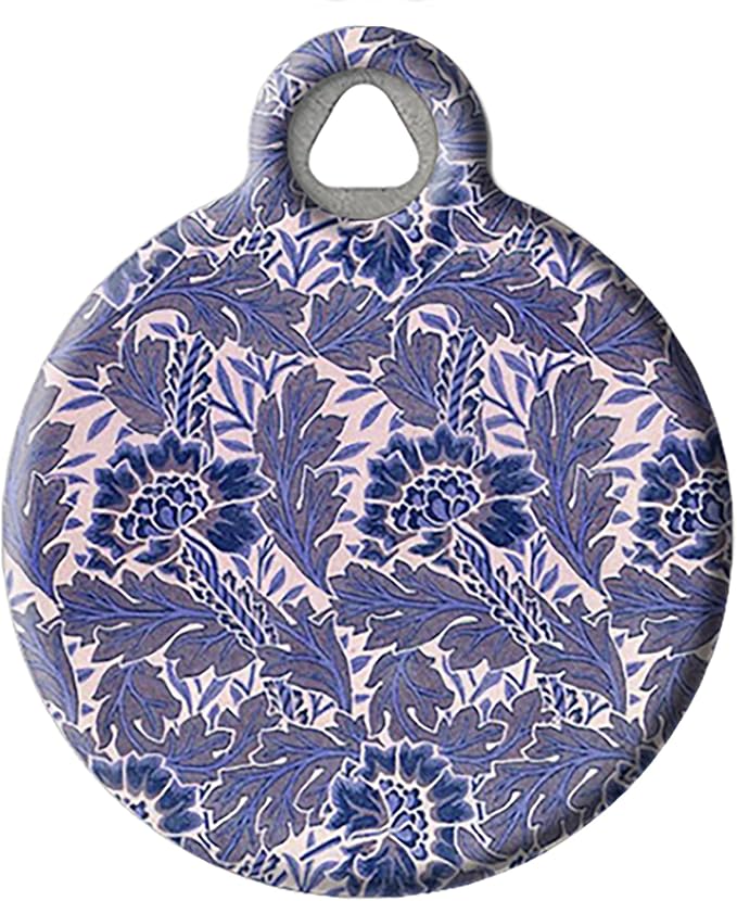 Dog Tag Art Cute Flower Custom Pet ID Tag for Dogs and Cats, Personalized Dog Tag with Customized Identification Information, Lavender Flower Pattern, Large (1.25" Diameter)