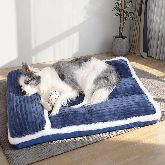 KHONSU PET Dog Bed with Pillow 3in Orthopedic Pad for Large Dogs up to 65 lbs Large Waterproof Removable Cover Machine Washable for Large Dogs