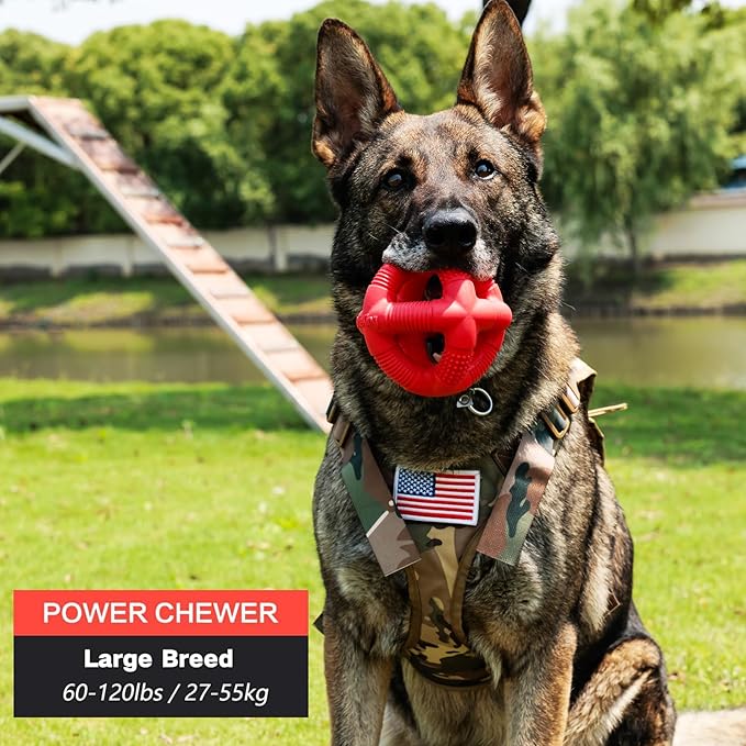 Natural Rubber Dog Balls for Large Aggressive Chewers - Lifetime Replacement - Indestructible and Durable Dog Toys for Large Breed, Red