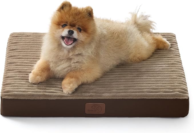 Bedsure ComfyFleece Dog Bed for Small Dogs - Orthopedic Pet Beds with Removable Washable Cover, NOT Waterproof Egg Crate Foam Puppy Mat, Suitable for Pet Up to 20 lbs, 23"x17"x2.8", NOT for Chewers