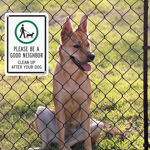 SmartSign 7 x 10 inch 'Please Be A Good Neighbor Clean Up After Your Dog' Sign with Symbol, Digitally Printed, 55 mil HDPE Plastic, Green, Black and White, Made in USA