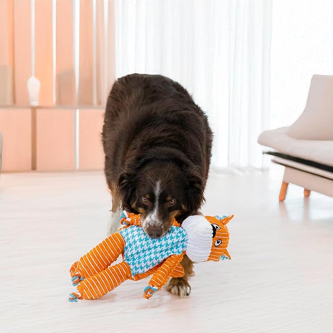 KONG XL 2 Pack - Soft Plush Dog Toy for Large Breeds - Durable, Cuddly & Squeaky - Perfect for Play & Comfort (Bear/Fox)