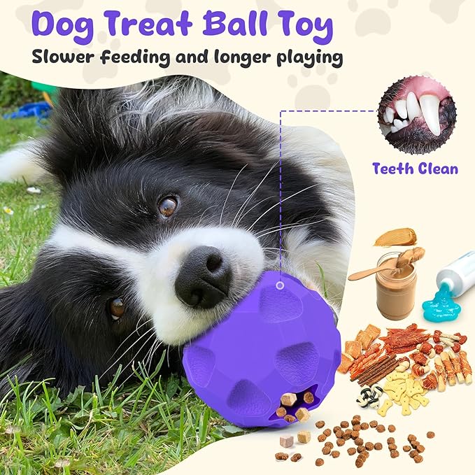 Durable Dog Balls, Dog Puzzle Toy for Boredom, Dogs Enrichment Toy, Interactive Treat Dispensing Balls for Large Dogs to Keep Them Busy