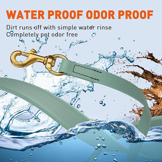 Viper Biothane K9 Working Dog Leash Waterproof Lead for Tracking Training Schutzhund Odor-Proof Long Line with Solid Brass Snap for Puppy Medium and Large Dogs, 33ft Sage Green