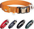 Upgraded Airtag Dog Collar, Adjustable Dog Collar with 450LB Escape-Proof Magnetic Buckle, Soft Anti-Wrinkle, Bite & Stain-Resistant Leather (Amber Glow, M)