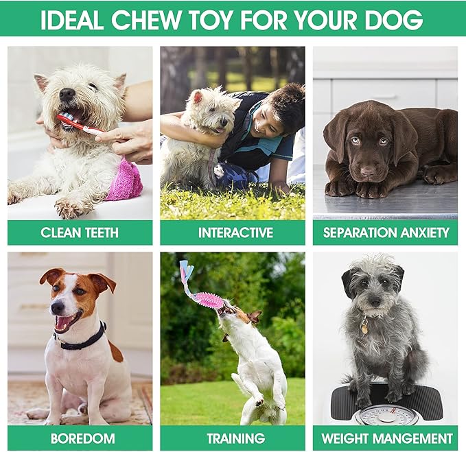 TIESOME Puppy Teething Toys with Cotton Ropes, 3 Pcs Rubber Small Dog Chew Toy Rings Aggressive Chew Toys for Dogs Oral Teeth Soothe Itching Puppy Chew Toys Interactive Pet Toys for Small/Medium Dogs