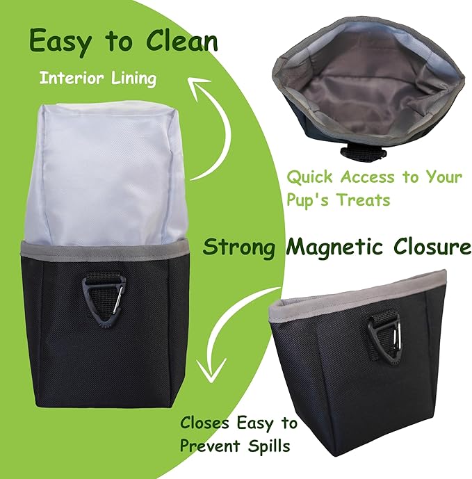 Dog Walking Fanny Pack with Removable Treat Pouch & 2 Retractable Water Bottle Holders, No Spill Magenetic Clasp - Hands-Free Pouches Training Waist Bag for Dog Owners, Poop Bag Dispenser