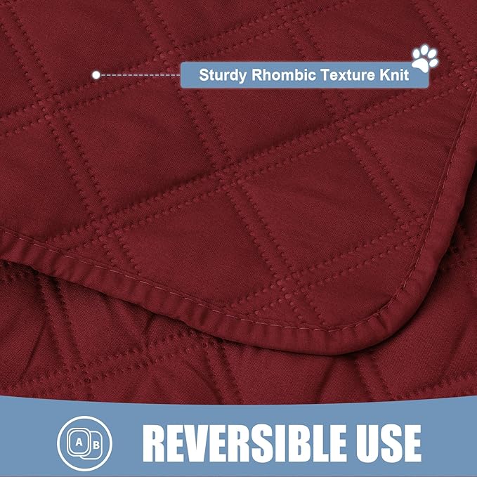 Smiry Waterproof Dog Bed Cover Pet Blanket, Soft Washable Dog Blanket for Furniture Bed Couch Sofa Reversible, Checkered (40"x80", Wine Red/Wine Red)
