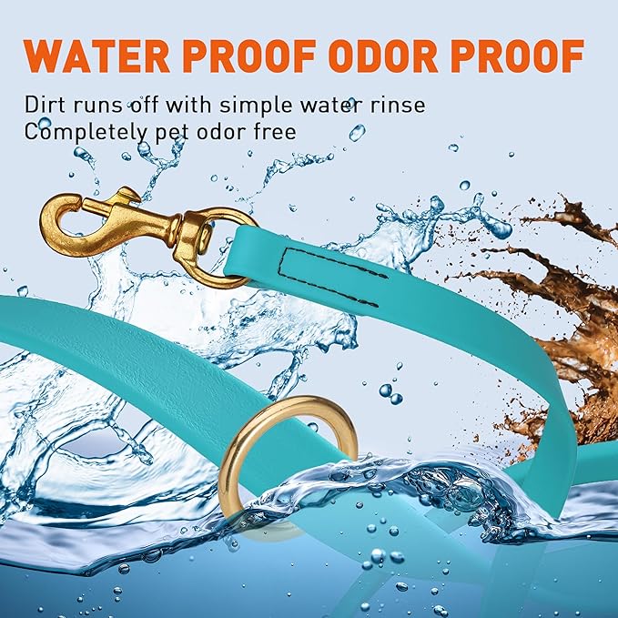Viper Biothane K9 Working Dog Leash Waterproof Lead for Tracking Training Schutzhund Odor-Proof Long Line with Solid Brass Snap for Puppy Medium and Large Dogs 20in, Sky Blue