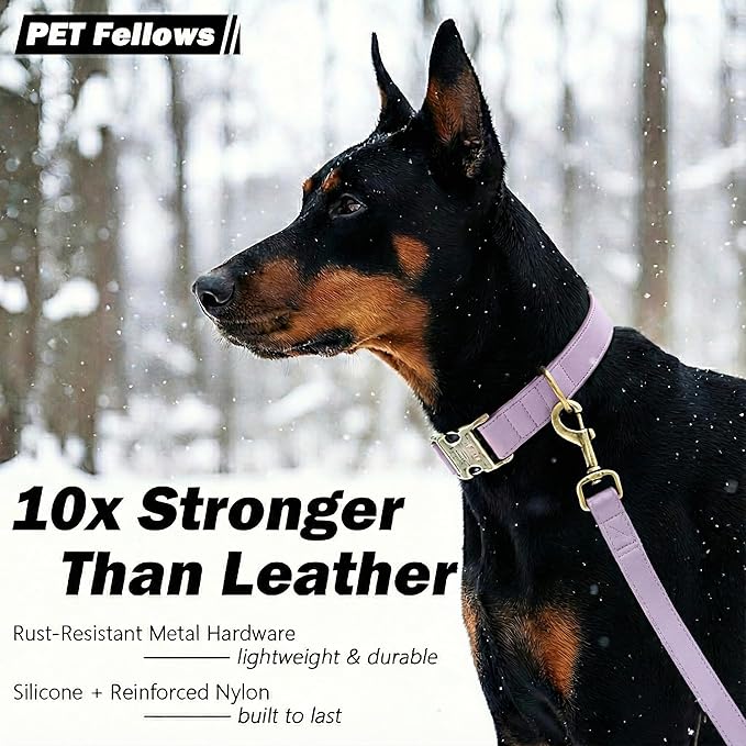 Dog Collars for Medium Dogs Silicone Leather Dog Collars Soft Flexible Waterproof Odor-Proof Durable Thick Classic Adjustable Pet Puppy Collar (Purple, Medium (11.5-18.5" Neck))