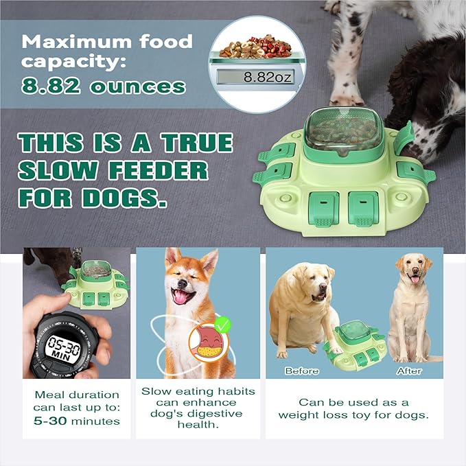 KADTC 2 Levels of Challenge Dog Puzzle Feeder Toy U.S. Brand & Design Push-to-Release Treat Dispenser for Small Medium Large Dogs All Breeds Puppy Mental Stimulation Enrichment Feeding Food Slow Toys