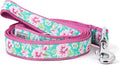 THE WORTHY DOG 5 FT Nylon Dog Leash for Medium to Large Dogs, Metal Quick Clip, Watercolor Floral Pattern, Teal, Large