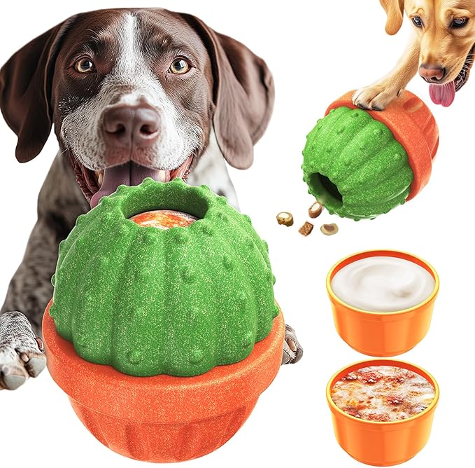 KADTC 3 in 1 Large-Size Durable Dog Fillable & Frozen Lick Treat Toy No-Transfer Freeze & Play,Long-Lasting Ultimate Boredom Buster, Kibble Dispenser Food Ball & Tough Dogs Chew Toys BPA-Free & Safe