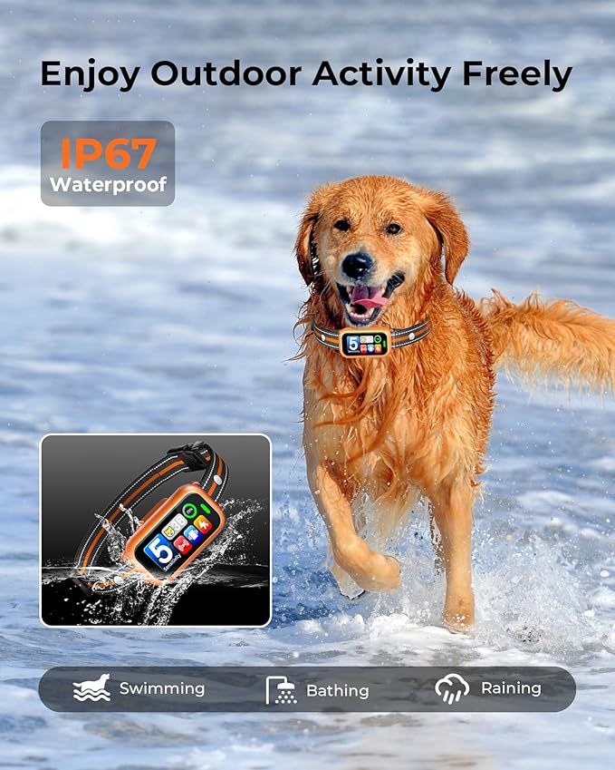 Dog Bark Collar, 1 Second Stop Barking, Smart Humane Training Collar with Beep Vibration & Shock, Rechargeable Ultra-Light, IP67 Waterproof, 5 Adjustable Sensitivity