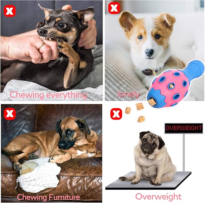 Tough Dog Chew Toys for Aggressive Chewers Large Breed Small Breed, Treat Dispensing Dog Puzzle Toy, Interactive Dog Squeak Toy Anxiety Relief Teething Toy