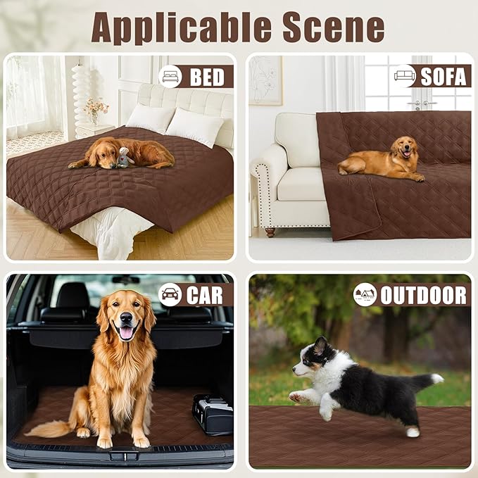 Smiry Waterproof Dog Bed Cover Blanket 40x80, Soft Reversible Pet Blanket, Washable Leakproof Cats Dogs Couch Cover for Sofa, Couch, Furniture, Brown/Brown