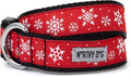 THE WORTHY DOG Adjustable Holiday Dog Collar for Large Dogs, Durable Nylon Webbing, Quick Release Buckle, Let It Snow Christmas Pattern, Red, X-Large