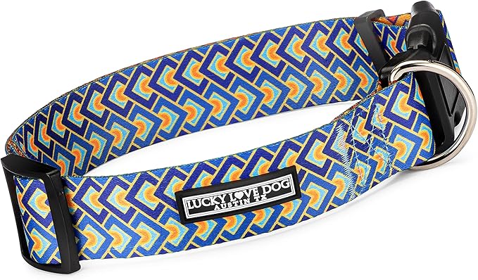 Lucky Love Dog Wide Dog Collar - Adjustable, Durable, Soft Webbing, & Comfortable 1.5 inch Wide Collar for Dogs Male and Female with Strong Buckle - Murphy, X-Large