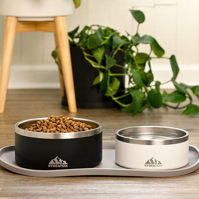 Hydrapeak Dog Bowl; Non Slip Stainless Steel; Water and Food Dish; Large Sized and Small Dogs; 32oz 64oz; Multiple Sizes; 4 Cup | Storm