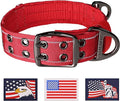 ADITYNA Heavy Duty Dog Collar for Extra-Large Dogs - Reflective Red Collar with Handle for Training, and Walking - Wide, Thick, Tactical, Soft Neoprene Padded
