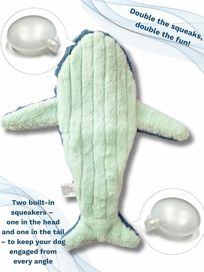 Crinkle Dog Toy – No stuffing Squeaky Dog Toy for Small, Medium & Large Breeds, Interactive Tough Toy Set - Ideal for Chewing, Teething & Fetch, Durable Pet-Safe Materials - Soft Blue Plush, Large