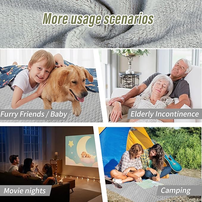 Water Resistant Blanket for Bed, 80"x90" Leakproof & Pet Friendly - King Size Waterproof Blanket, Reversible Large Water Resistant Throw (Glacier Gray/Cloud Gray)