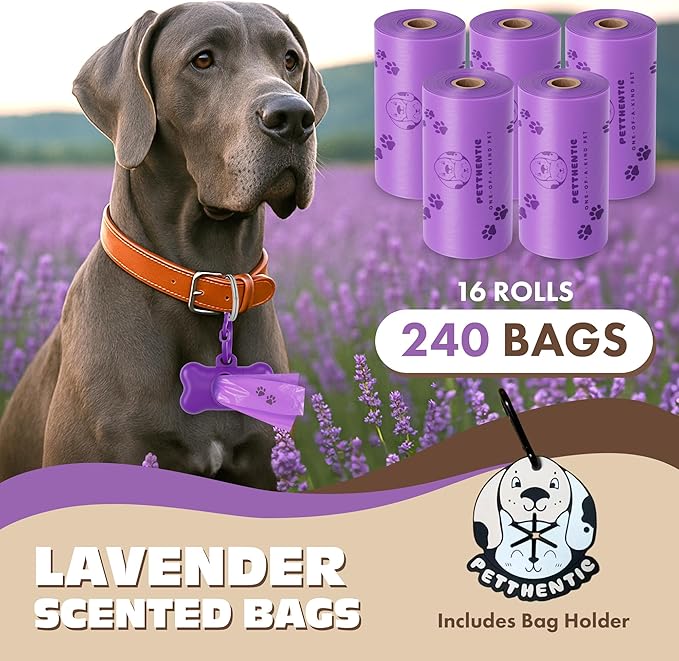 Poop Bags For Dogs with Dispenser & Holder 240 Count – Scented, Extra Thick Leak-Proof & Eco-Friendly Cornstarch Waste Bags for Dogs & Cats. Includes Poop Bag Clip. biodegradable dog poop bags.